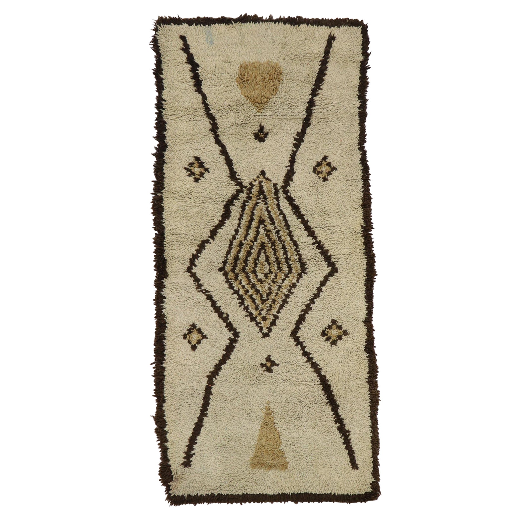 Vintage Berber Moroccan Rug with Mid-Century Modern Style