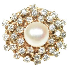 Diamond and Pearl Cocktail Ring, Ladies, 1.75 Cttw