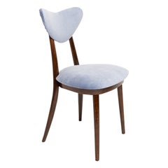 Mid Century Violet Blue Heart Cotton-Velvet Chair, Europe, 1960s