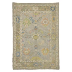 New Contemporary Turkish Oushak Rug with with Grandmillennial Style