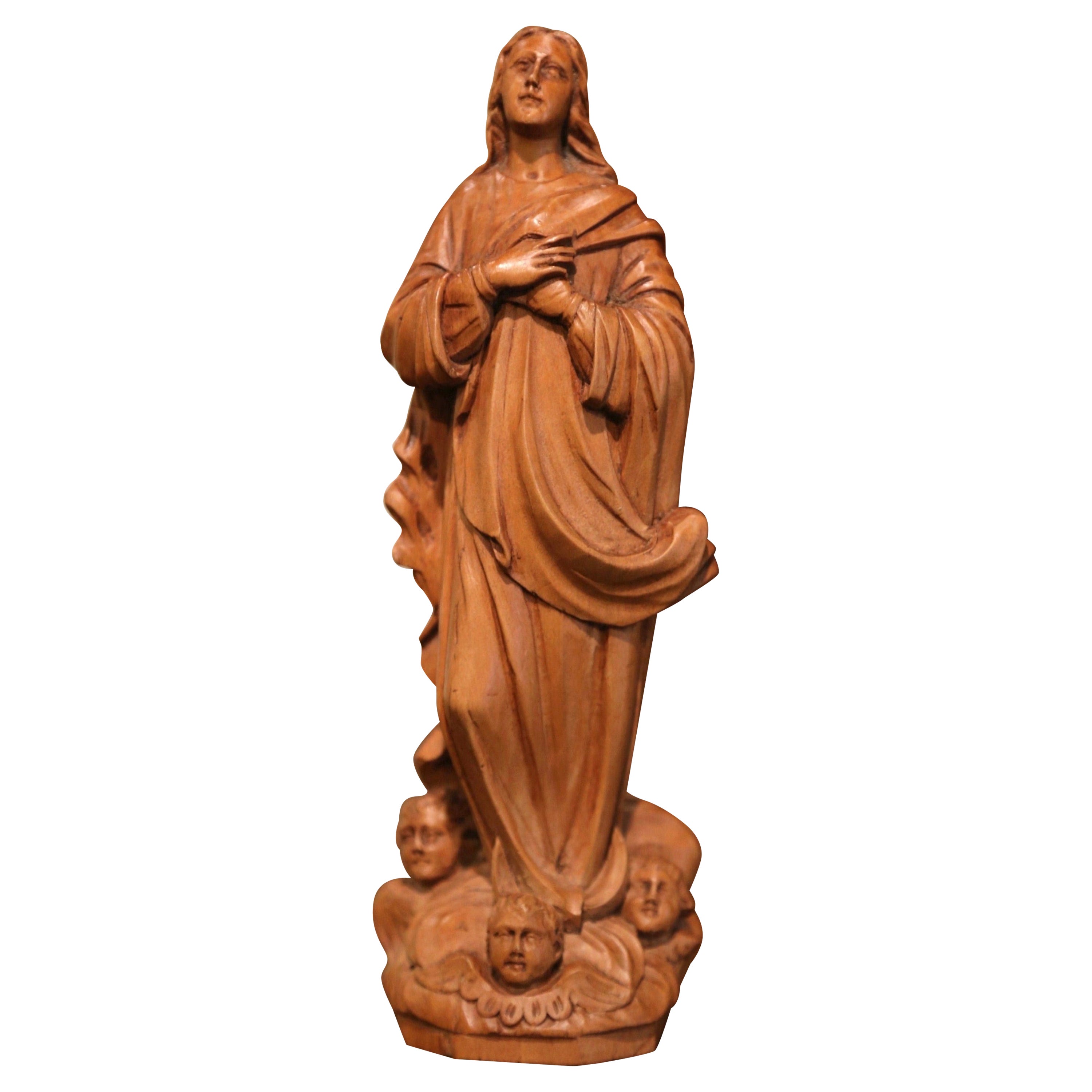 Virgin Mary Large Statue, Notre Dame des Victoires Standing on a Globe ...