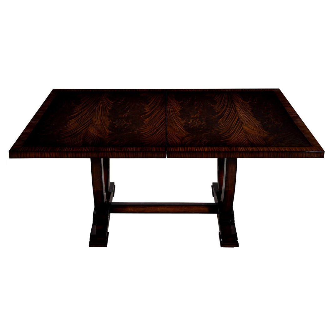 Custom Art Deco Inspired Flamed Mahogany Dining Table High Gloss For Sale