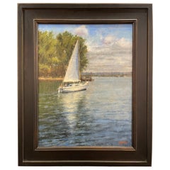 Oil on Canvas "Summer Sailing" Sailing Boat Scene by Sue Foell