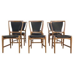 20th Century Black Swedish Set of Six Vintage Pearwood Dining Chairs