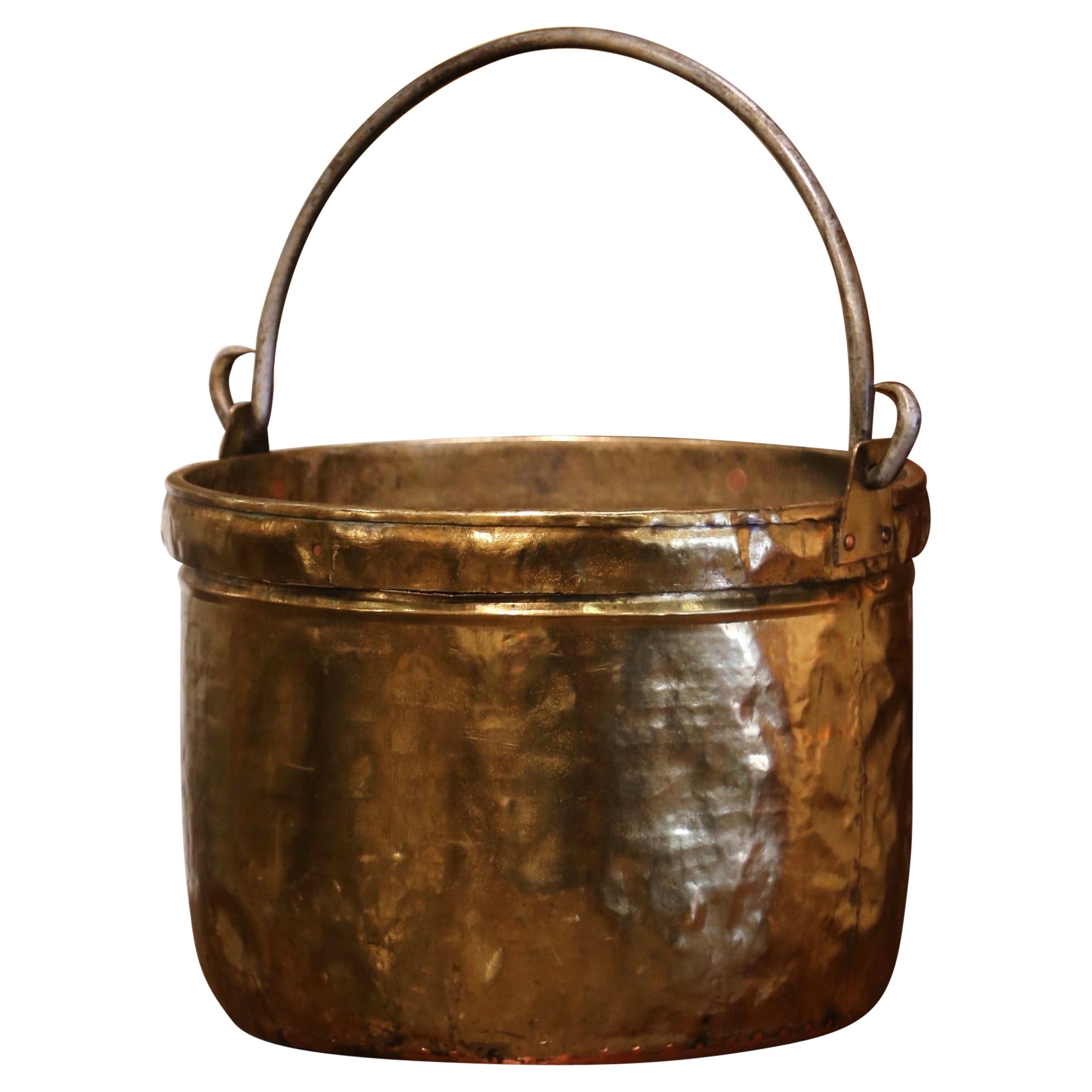 Mid-19th Century French Brass and Wrought Iron Kindling Cache Pot Planter