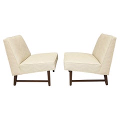 Pair of Edward Wormley for Dunbar Slipper Chairs in Off-White