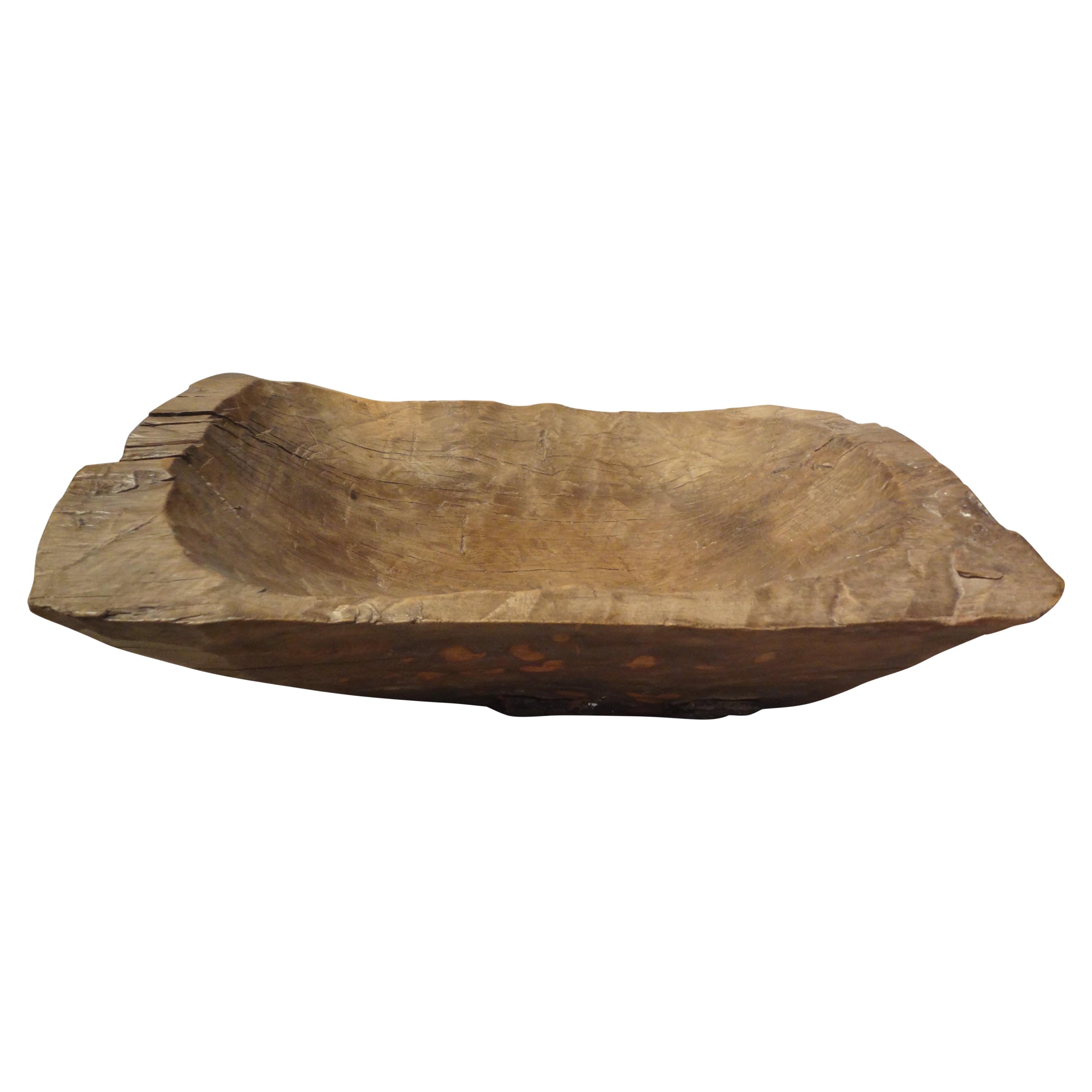 19th Century French Hand Carved Walnut Dough Bowl
