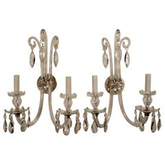 Large Pair Cut Crystal Georgian Style Sconces in the Style of Moses Lafount