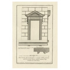 Old Engraving of a Second Floor Window of Palazzo Chigi, Rome, ca.1710