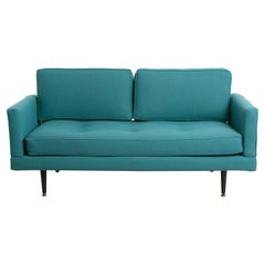 Used Mid Century Sofabed Newly Upholstered in Teal Fabric, c. 1960s