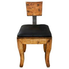 Retro 1970s Spanish Iron & Wood Designer Chair