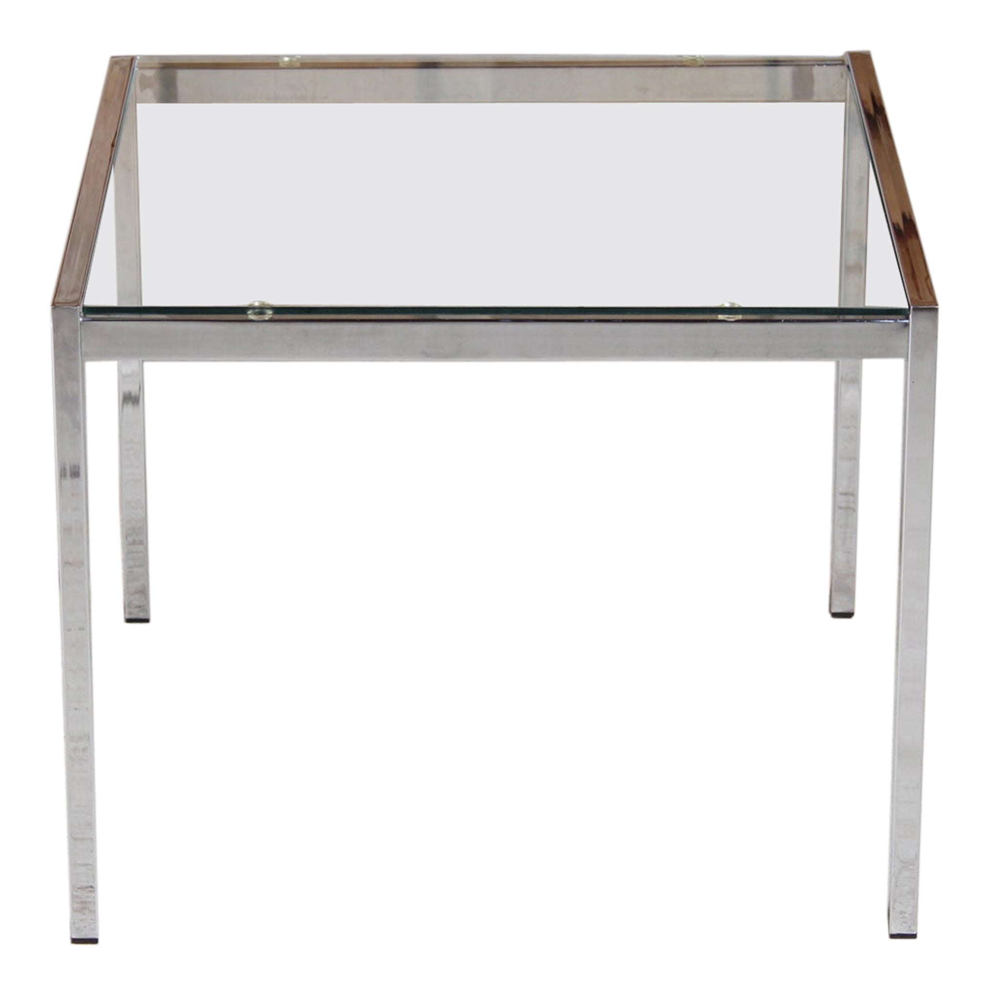 Mid Century Chrome and Glass Square Coffee Table, circa 1970s