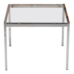 Used Mid Century Chrome and Glass Square Coffee Table, circa 1970s