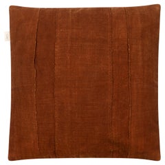 Small Contemporary Deep Brown-Red Cushion Cover Handwoven in Dyed in Mali