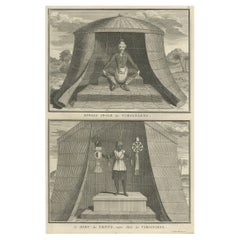 Antique Engraving of Idols of Secotam Village in Virginia 'or now North Carolina', 1721