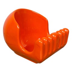 Keramik-Orange Vide-Tasche Emptier Enzo Bioli für il Picchio, Italien, 1970er Jahre