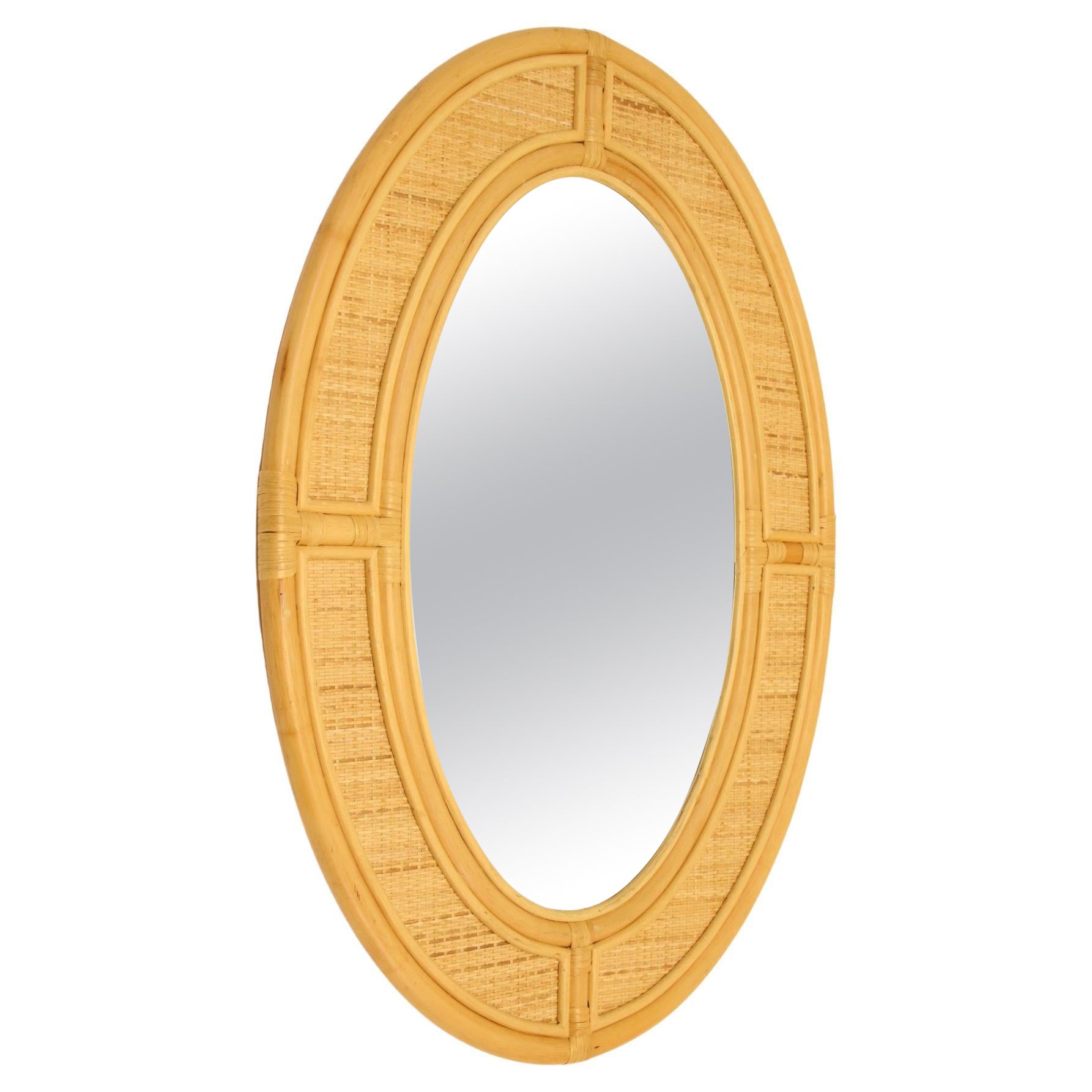 Large Oval Bamboo Wall Mirror
