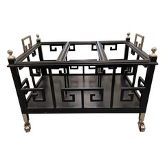 Greek Key Wrought Iron Canterbury or Magazine Holder