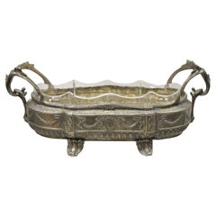 Nickel Silverplate French Louis XVI Centerpiece Bowl Dish Planter Drape Design