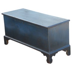 American Federal Blanket Chest with Bracket Base and Original Blue Paint