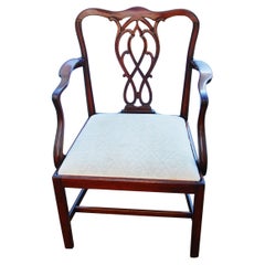 English Georgian Period Mahogany Chippendale Armchair with Slip Seat Carved Back