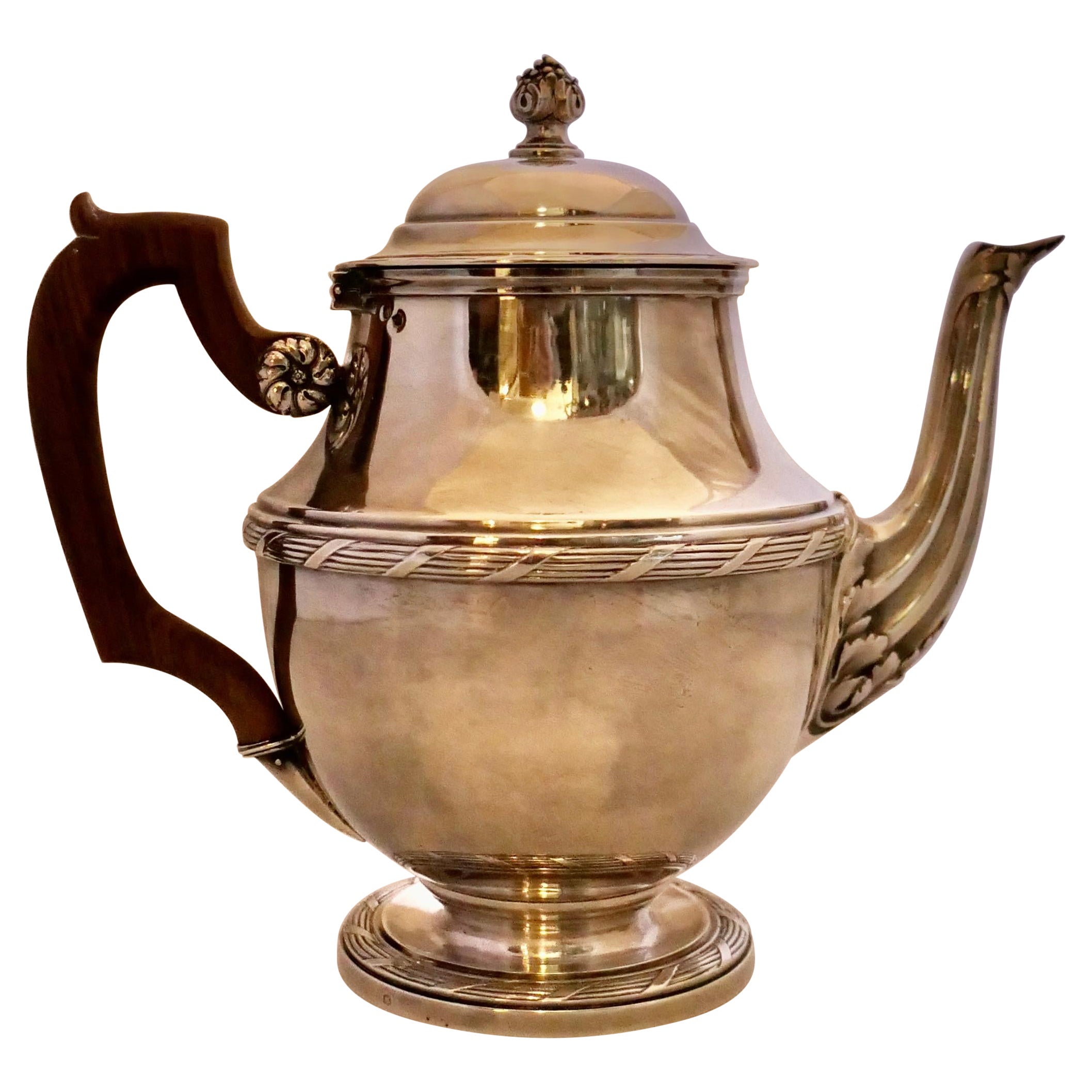 Georges Fouquet Lapar Sterling Silver Tea Pot For Sale