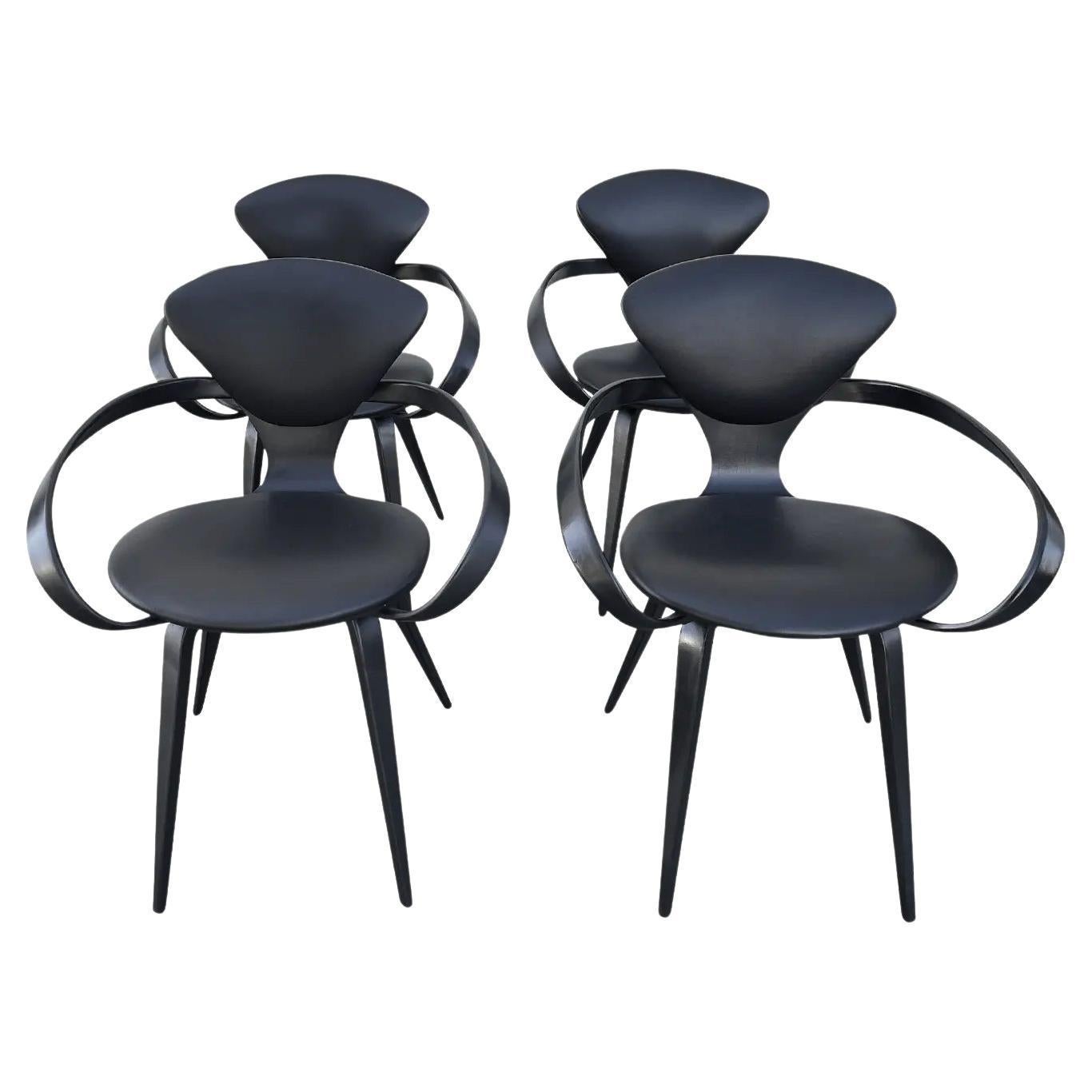 20th Century Black American Plycraft Set of Four Dining Chairs by Norman Cherner For Sale