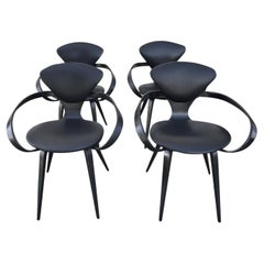 Set di quattro sedie da pranzo del XX secolo in Norman Black American Plycraft di Norman Cherner