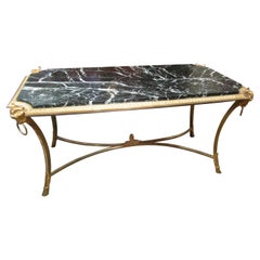 French E 20th C French Louis XVI Gilt Bronze and Marble Top Cocktail Table