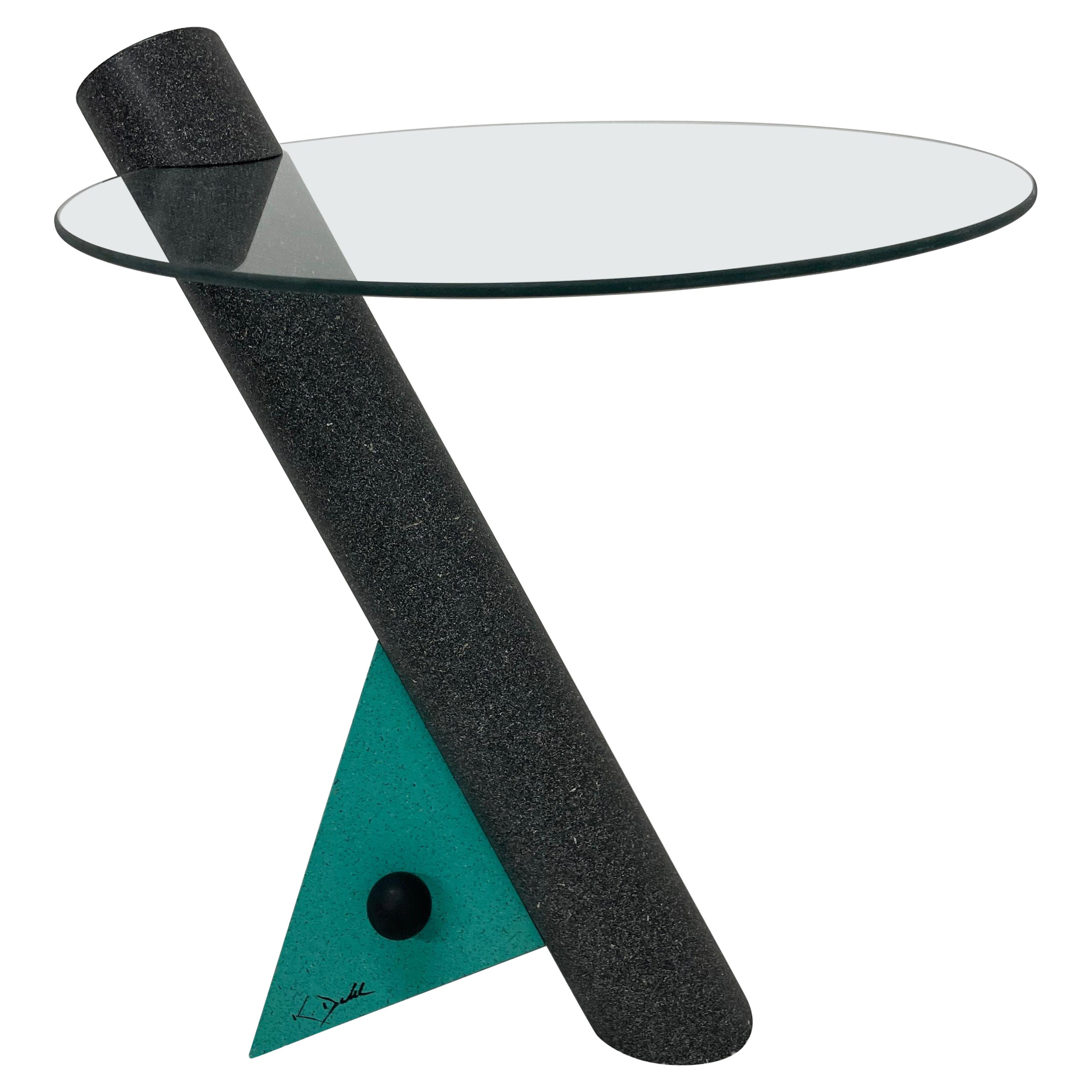 90's Postmodern Cantilevered Side Table Signed K. Dahl 