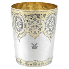 Victorian 1873 Sterling Silver Parcel Gilt Beaker