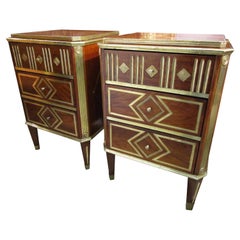 Very Fine Pair of Late 19th Century Russian Mahogany and Gilt Brass Commodes