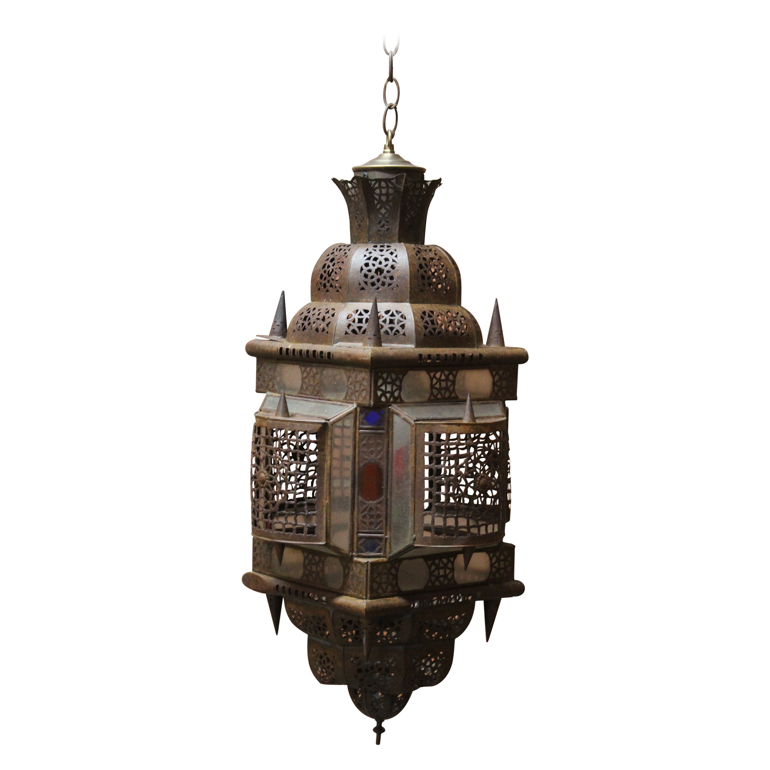 Antique Moroccan Moorish Hanging Lantern Pendant Light