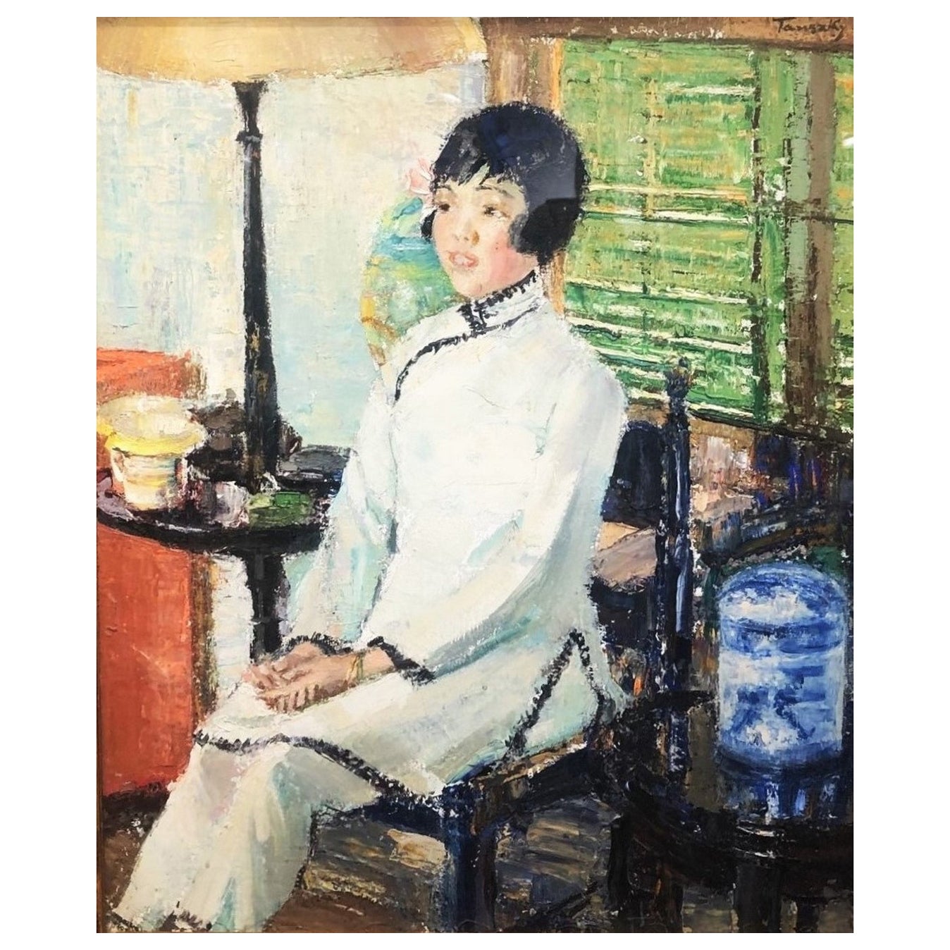 David Anthony Tauszky, Porträt einer chinesischen Frau, amerikanisches Art déco, ca. 1920er Jahre im Angebot