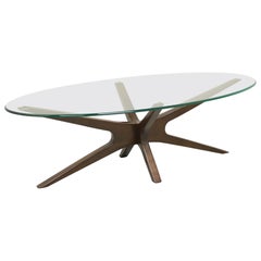 Contemporary Style Mahogany Glass Top Coffee Cocktail Table