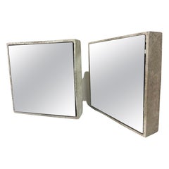 60s Brutaiist Industrial Modern Willy Guhl Eternit Wall Mirrors,  a Pair