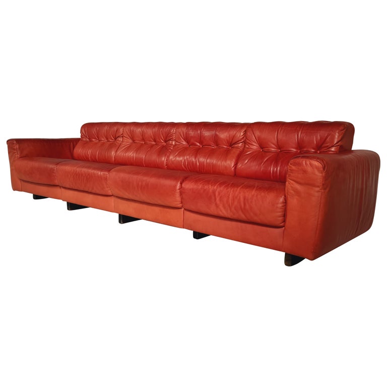 De Sede DS-40 4 Seater Sofa in Red Leather, 1970s