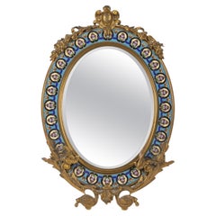 Dekorativer Loisonn-Spiegel aus Bronze und Emaille