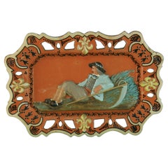 German Hand Painted Ceramic Figural Wall Plaque/Catchall, circa 1920s