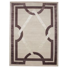Alfombra Contemporánea de Calidad Nepal Siglo XXI Marrón Beige Diseño Art Decó, 2021