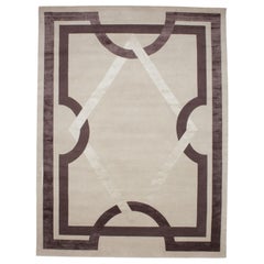 21st Century Brown Beige Art Deco Design Nepal Quality Contemporanee Rug, 2021