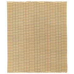 Tapis et tapis Kilim contemporains rayés à tissage plat, motif crème, beige et brun