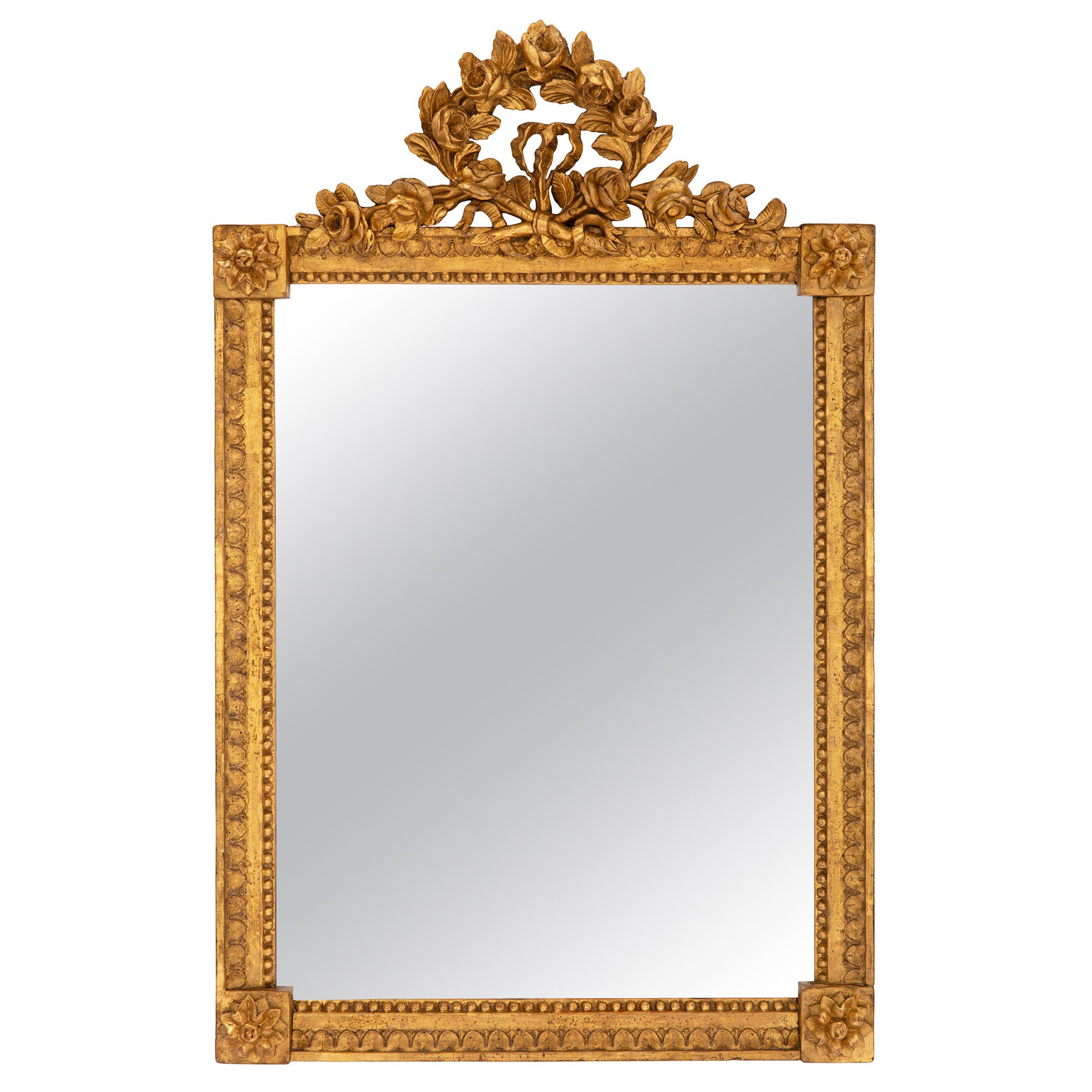 French 19th Century Louis XVI St. Giltwood Mirror For Sale