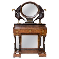 Russian Empire Dressing Table with Mahogany Carvings and Gilt Bronzes