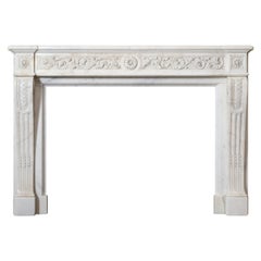 19th Century French Carrara Marble Fireplace