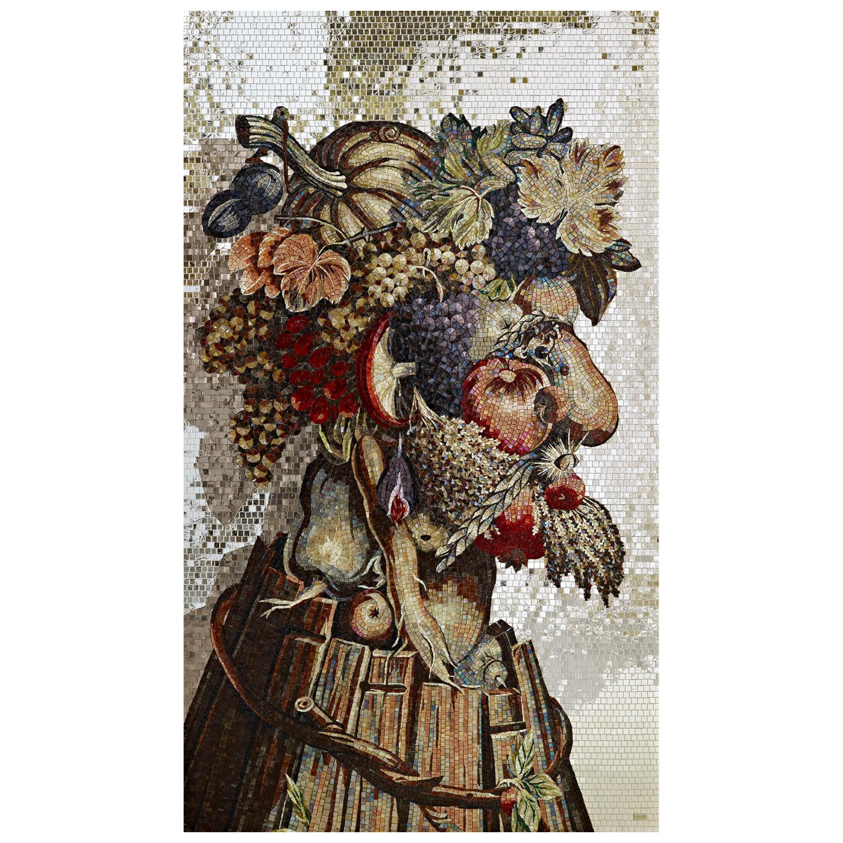 Künstlerisches handgefertigtes Mosaik-Porträt-Wanddekor, Maße und Farben anpassbar im Angebot
