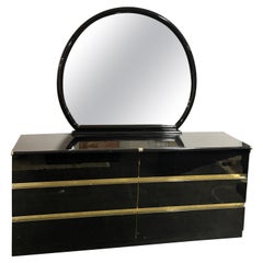 Retro Lacquered Dresser With Mirror