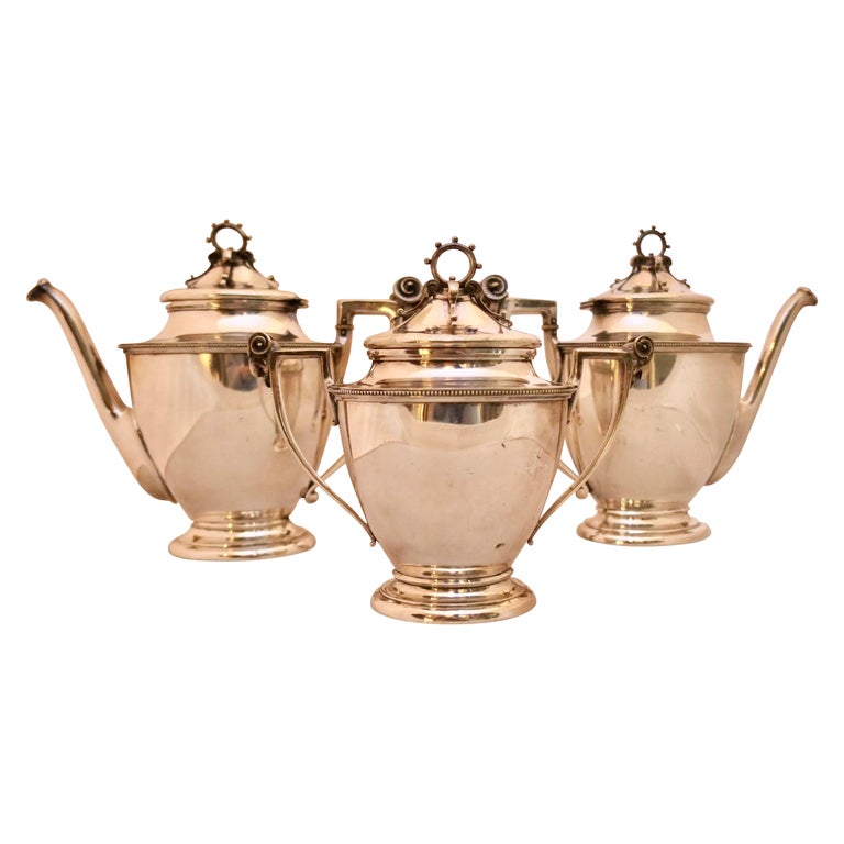 Sterling Silver Tea Pots '2' & Sugar Stamped B & R, Boston For Sale