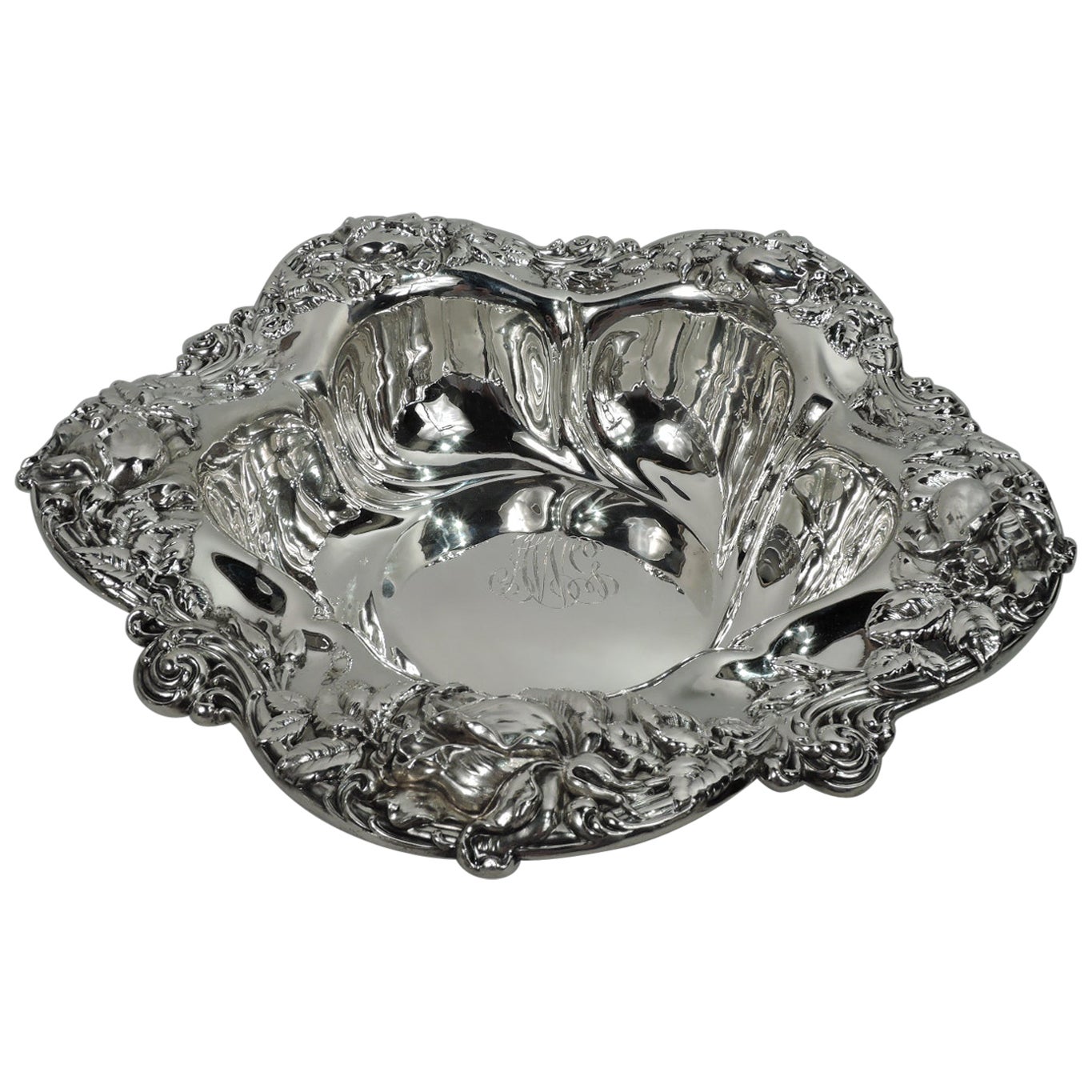 Antique Sterling Silver Art Nouveau Decorative Bowl with Morning Glory ...