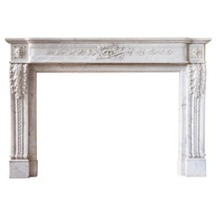Antique Fine Nineteenth Century French Carrara Marble Fire Surround
